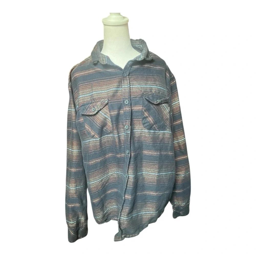 Men's AMBIG Striped Button-Up Long Sleeve Shirt Size XL